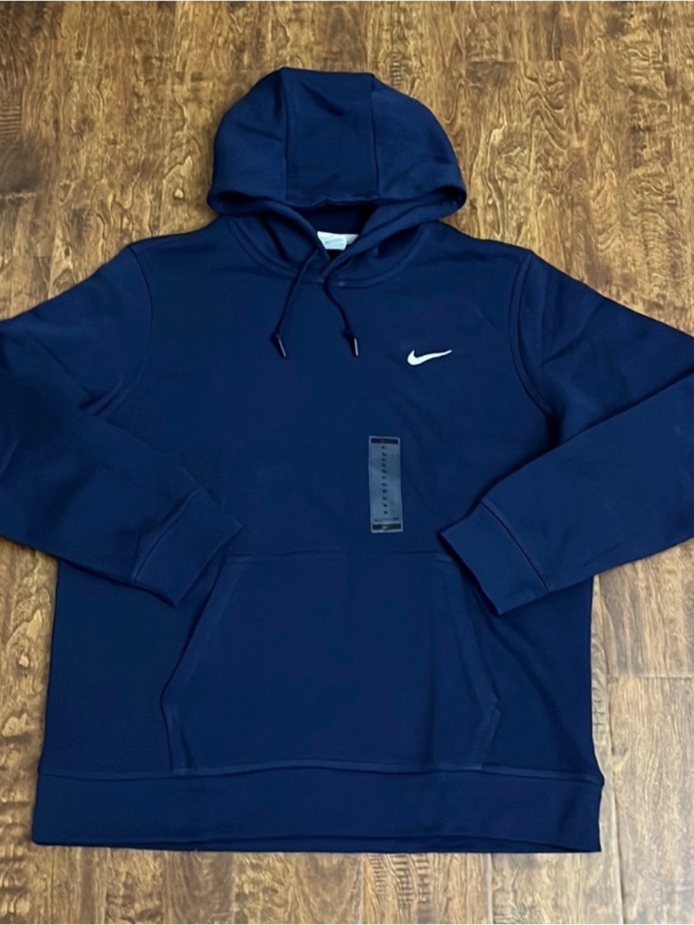 Nike Men's Navy Blue Hoodie with White Swoosh